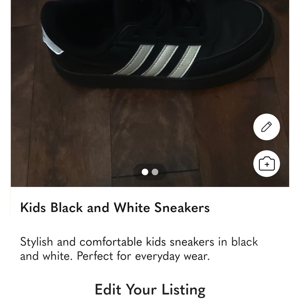 Adidas Black and White Kids Shoes